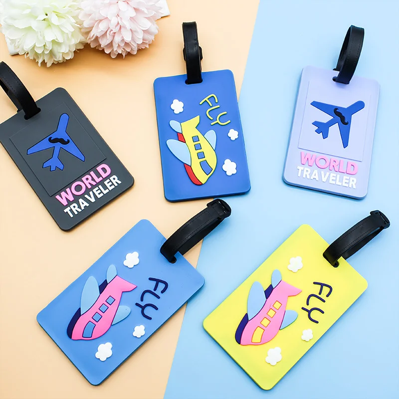 

PVC Luggage Tag Cartoon Aircraft Hanging Tags Travel Accessories Suitcase ID Address Holder Baggage Boarding Tag Portable Label