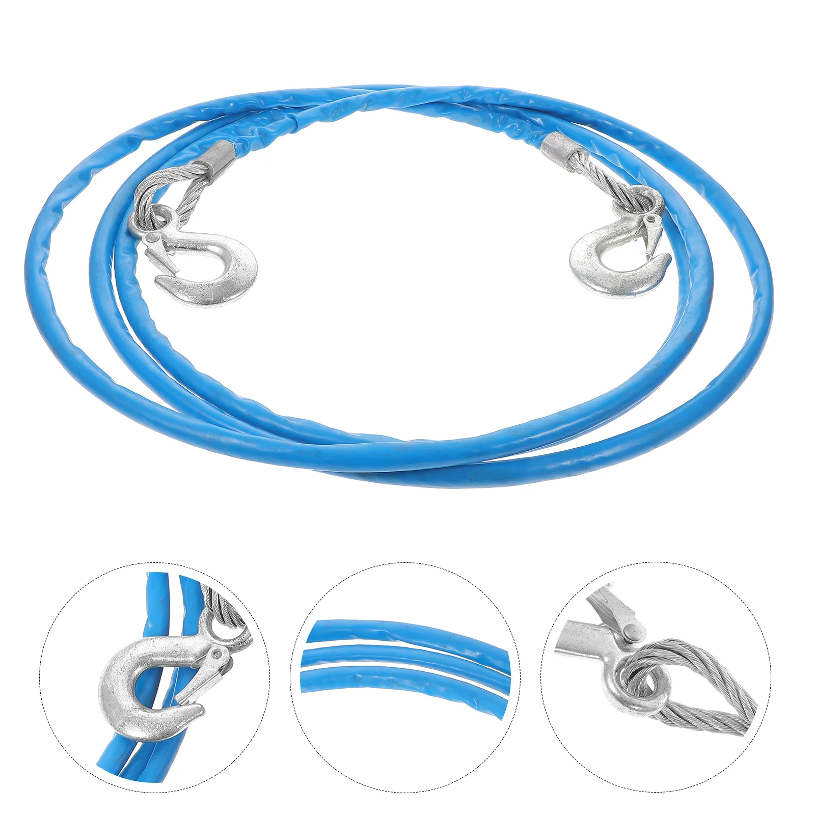 

1PC 5M Car Hauling Cable Sturdy Car Trailer Rope 7 Tons Car Special Winch Rope with Hooks Thicken Car Trailer Rope（Blue）