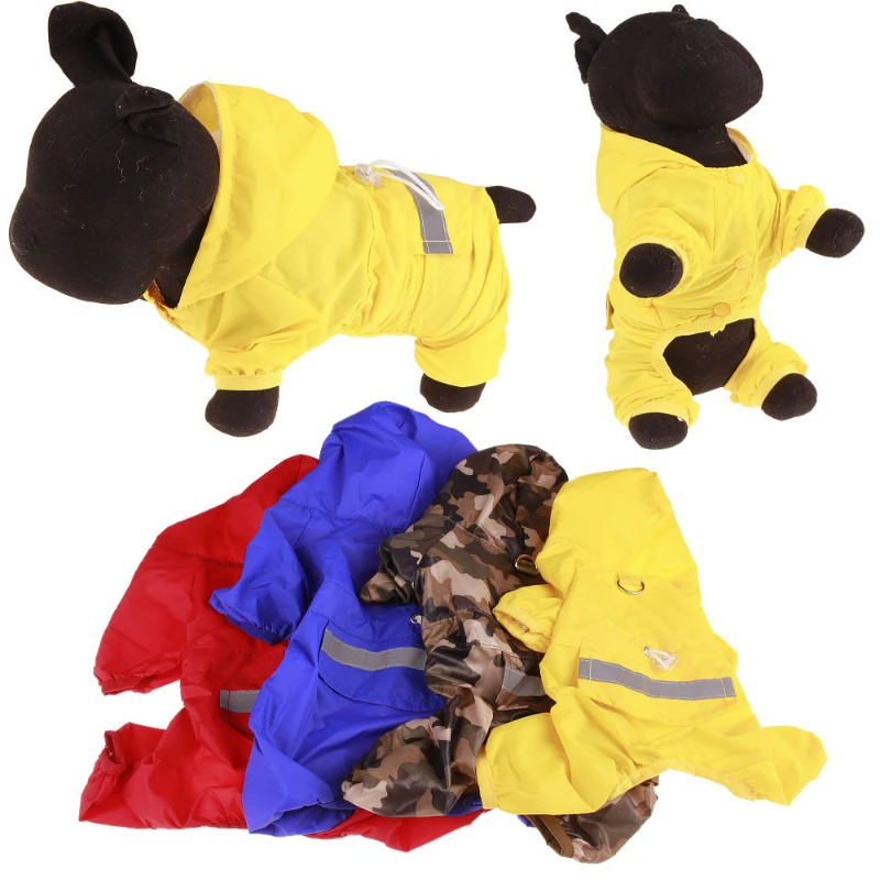 Dog Raincoat Pet Waterproof Clothes with Hood and Four Feet Full Body Coverage Lightweight Reflective Rain Jacket