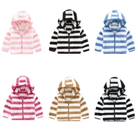 2022 new baby plus velvet jacket autumn and winter men and women baby thickening warm top childrens striped furry out home clot