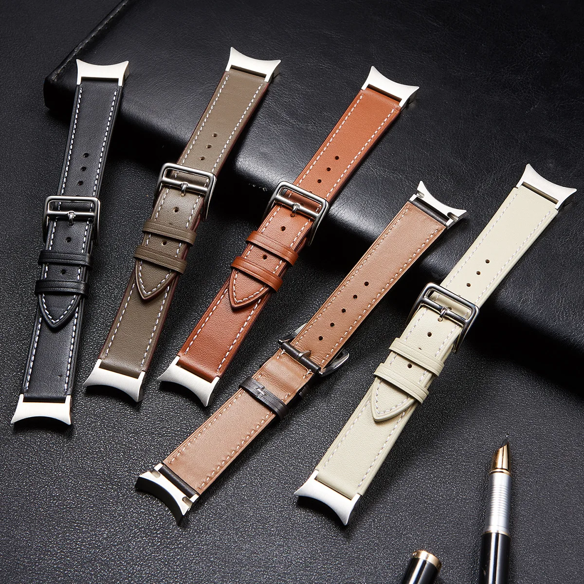 

Leather Band For Samsung Galaxy Watch 4 classic 46mm 42mm 44mm 40mm smartwatch belt No Gaps Bracelet correa Galaxy Watch 4 strap