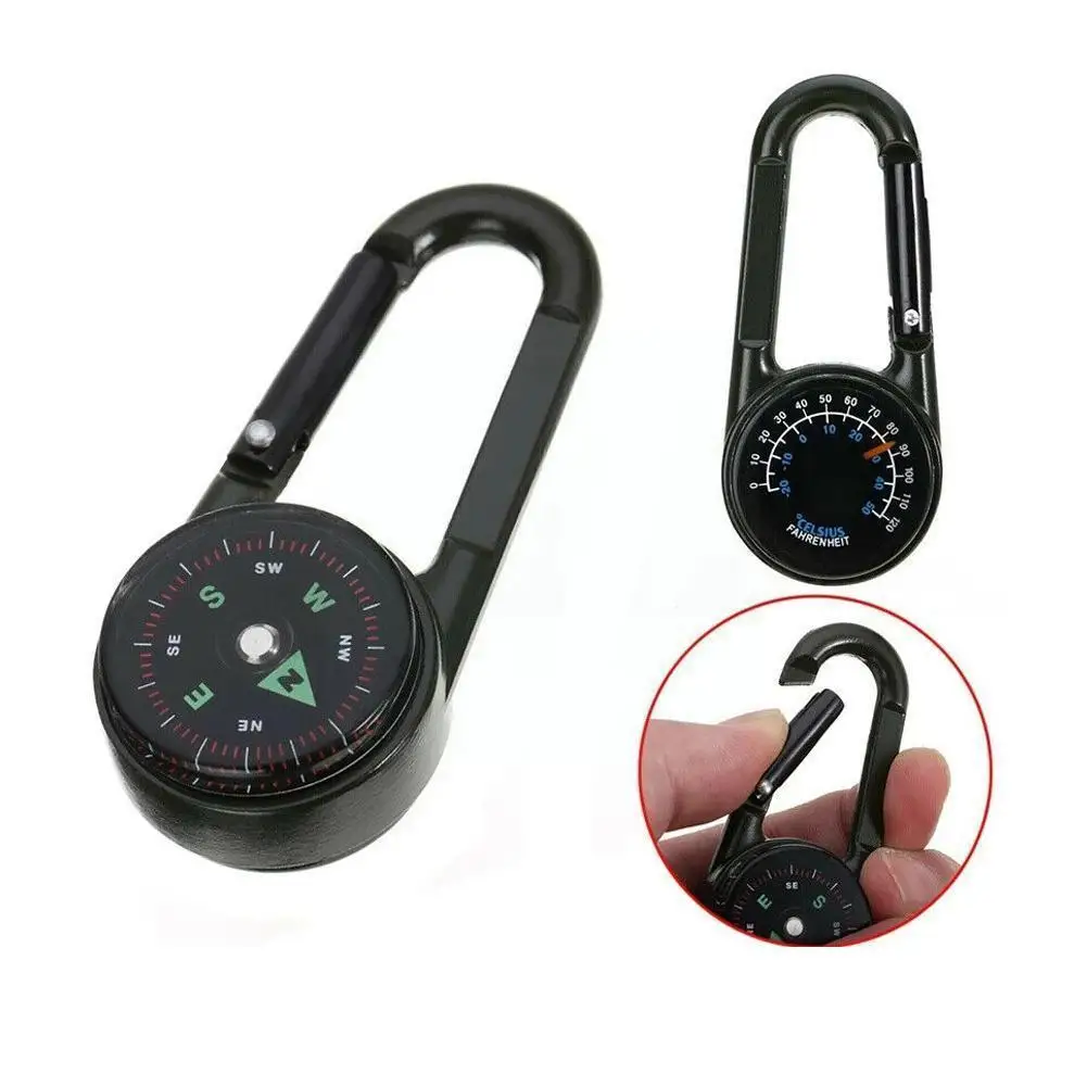 

Multifunctional Mini 3in1 Carabiner Compass Thermometer Outdoor Tool Survival Ring Chain Key Key Hook Hiking Snap Camping H3W5
