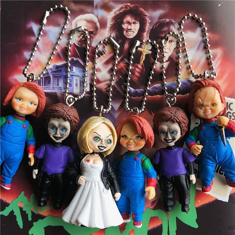 

5/6pcs 6cm Halloween Scary Ghost Baby Dolls Horror Child's Play Chucky Tiffany Glen Mini Pendants PVC Figures Toy Keychain