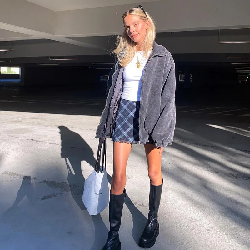 

Autumn and Winter 2021 New Fashion Street Style Women's New Long-sleeved Lapel Zipper Cardigan Loose and Thin Ladies Warm Jacket