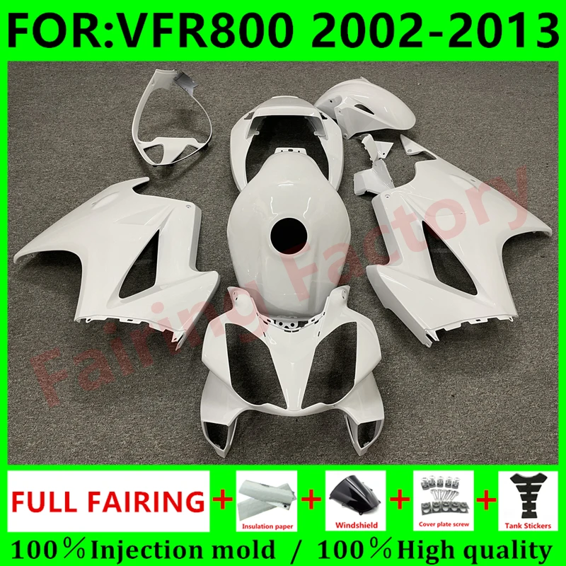 

Комплект обтекателей для мотоцикла, подходит для Vfr800 2002 2003 2012 VFR 800 02 03 04 05 06 07 08 09 10 11 12, цвет белый