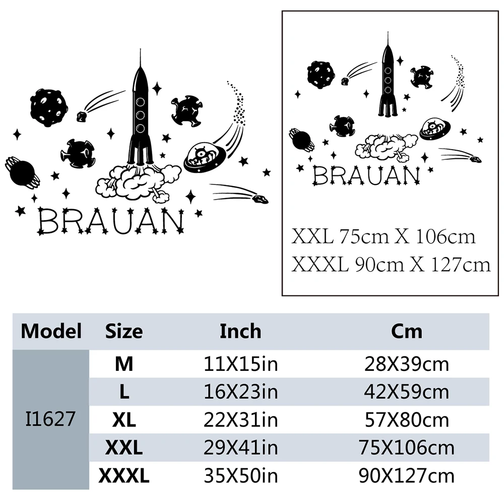 1 шт. индивидуальное имя неба милые ракеты и космические корабли наклейка на