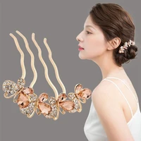 gold color metal butterfly hair clip girls hairpin barrette flowers rhinestone hair comb hairpins women accessories jewelry