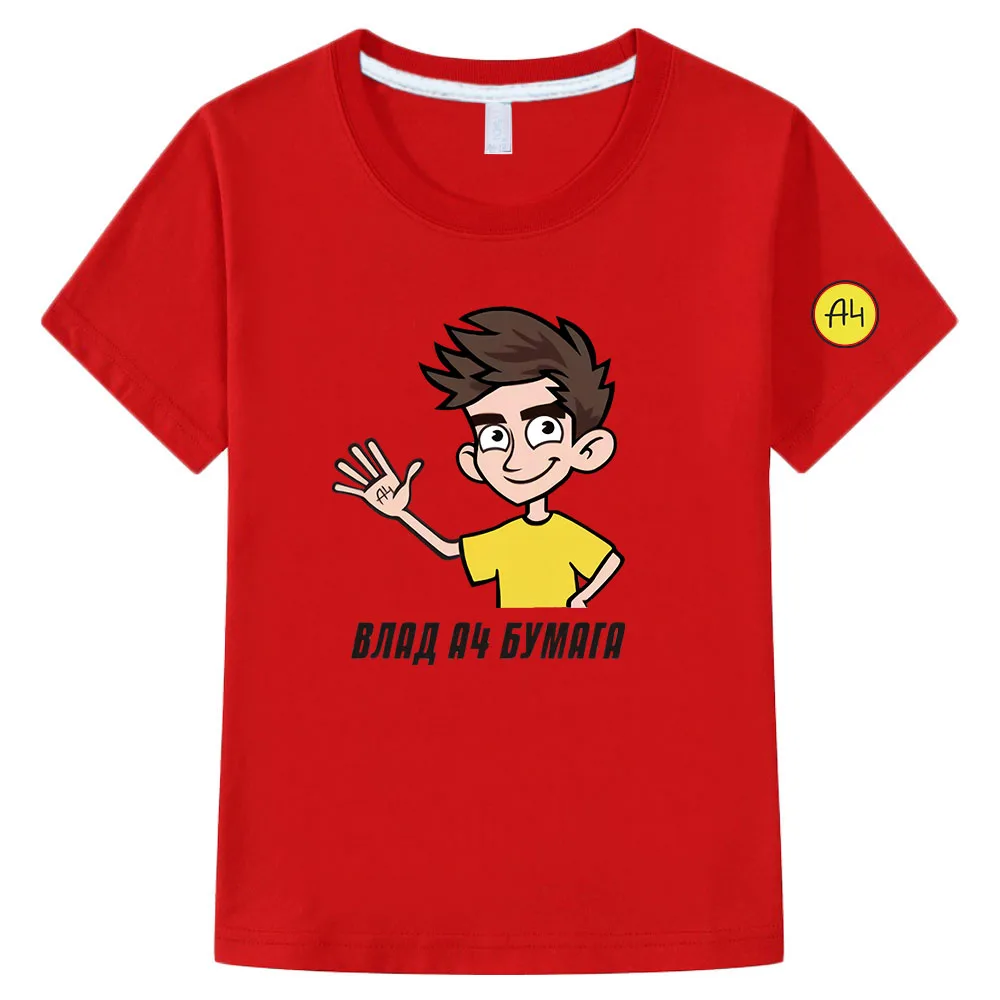 Children's 100% Cotton T Shirts Merch Vlad A4 Print Casual Family Clothing Set Boy's & Girl's Fashion Tops Short Sleeve T-Shirts