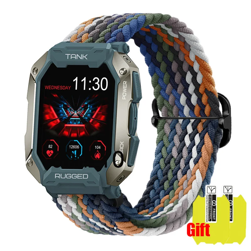 

For KOSPET TANK M1 PRO Strap Smart watch Band Nylon Belt Adjustable Soft Breathable Wristband Bracelet Screen Protector Film