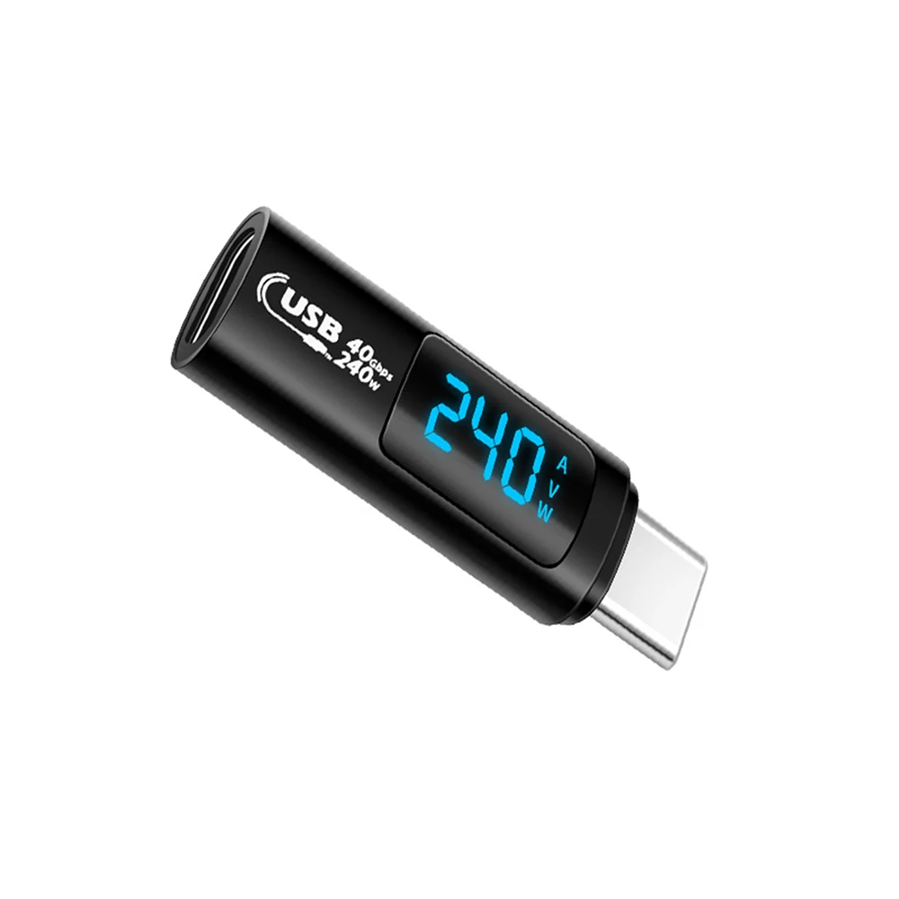 

Цифровой ЖК-тестер постоянного тока 0-36 В USB4.0 Тестер мощности тока TYPE C «папа» к «мама» Type-C PD 240 Вт USB4.0 40 Гбит/с Адаптер данных