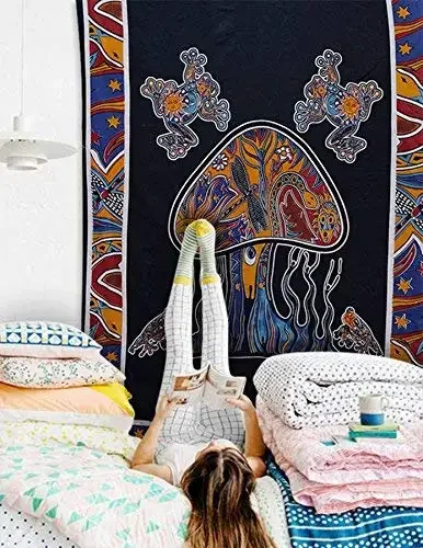 Психоделические грибы-лягушки волшебные грибы хиппи гобелен настенный