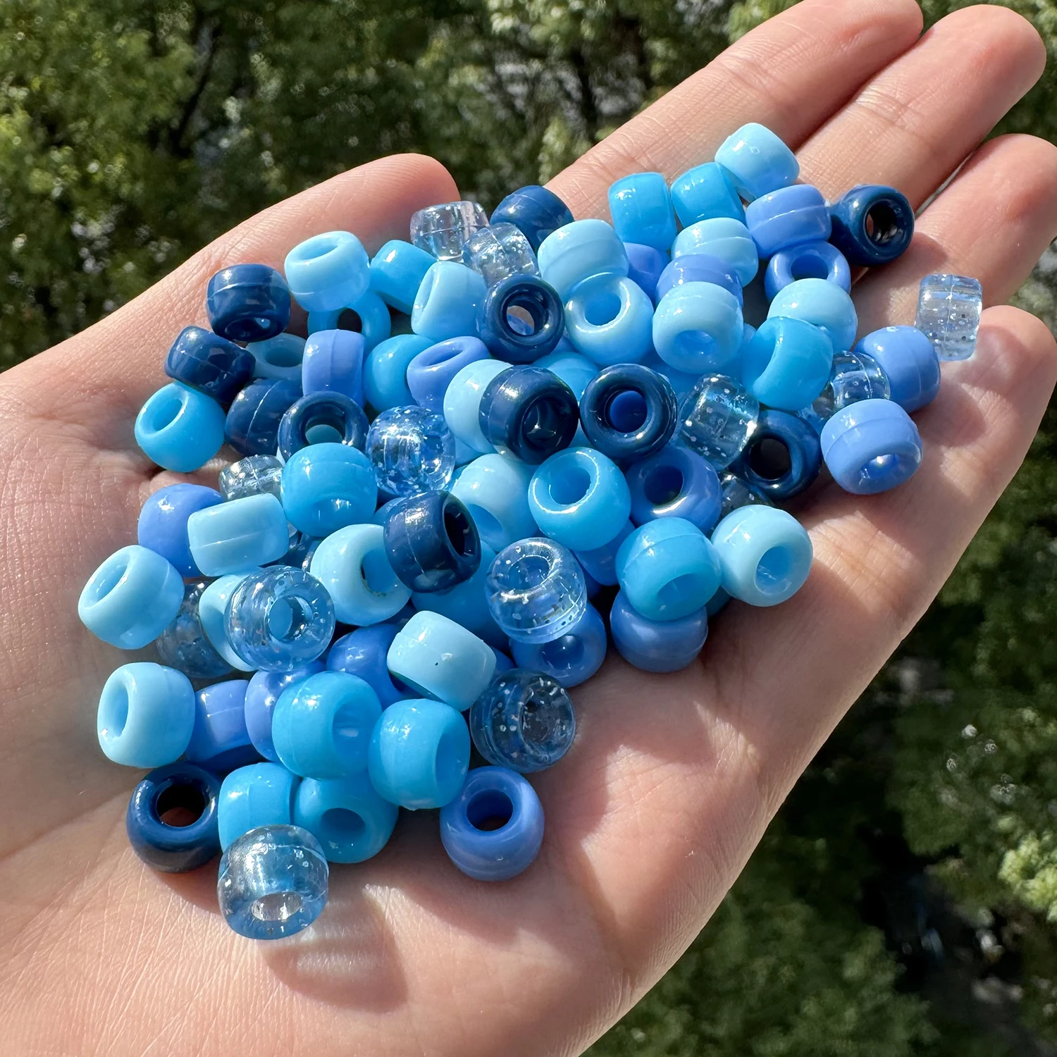 500 шт. синие смешанные бусины Пони Kandi 9x6 мм большое отверстие 4 акриловые