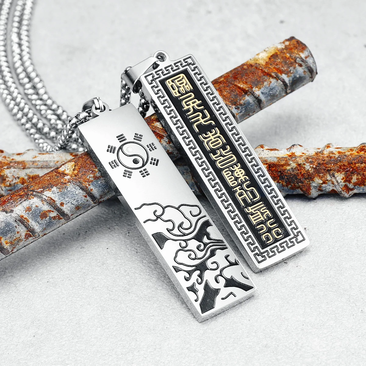 

Ancient Tai Chi Necklace Retro Yin and Yang 316L Stainless Steel Men Mythical Token Pendant Chain for Male Biker Jewelry Gift