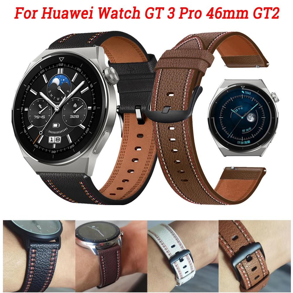 

Кожаный Смарт-браслет для Huawei Watch GT2 GT 2 3 GT3 Pro 46 мм 3Pro GT Runner Honor Magic Watch 2 46 мм