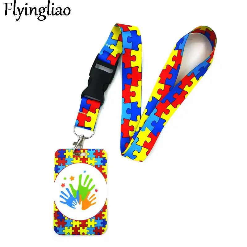 

Autism pattern Jigsaw puzzle Neck Strap Lanyard for key lanyard card ID Holder Key Chain for Gifts Key Lanyard Neck Straps Key