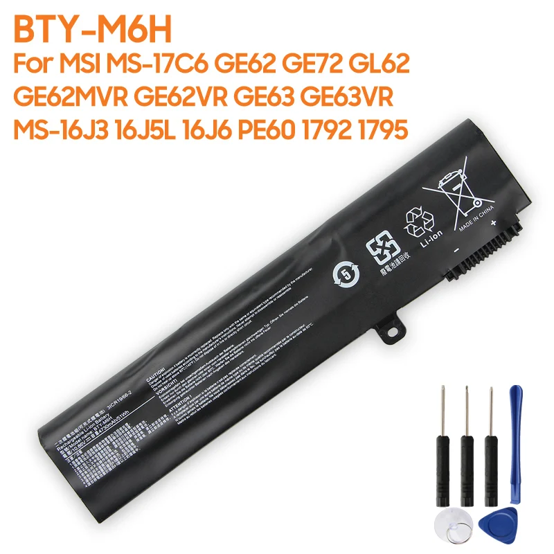 Запасная аккумуляторная батарея для ноутбука, Φ GL62 GE62 GE63 GE72 GE62MVR GE62VR GE63VR BTY-M6H 16J5L 16J6 PE60 1792 1795