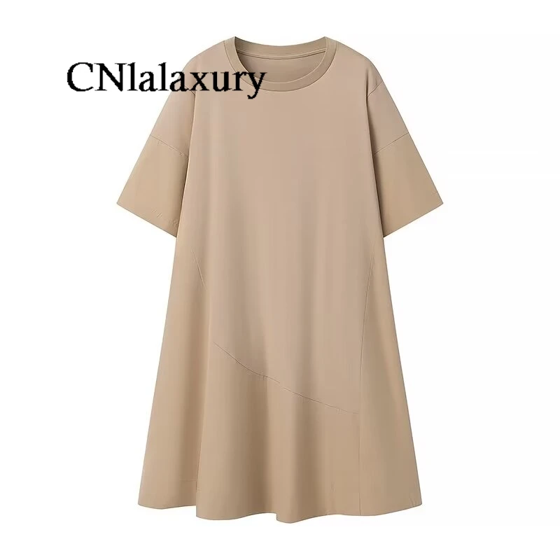 CNlalaxury женское 2024 летнее Новое модное Повседневное платье с коротким рукавом