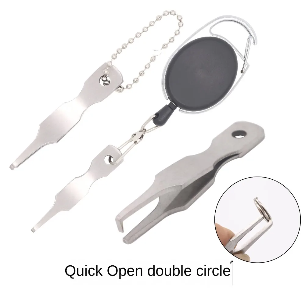 

2Pcs Stainless Steel Fishing Line Tweezers Cutter Multifunctional Hook Eye Cleaner Lure Ring Opener Tackle Double Loop