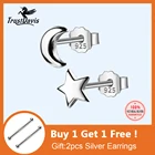 Серьги-гвоздики женские из серебра 100% пробы, с Луной, звездой, 925 пробы