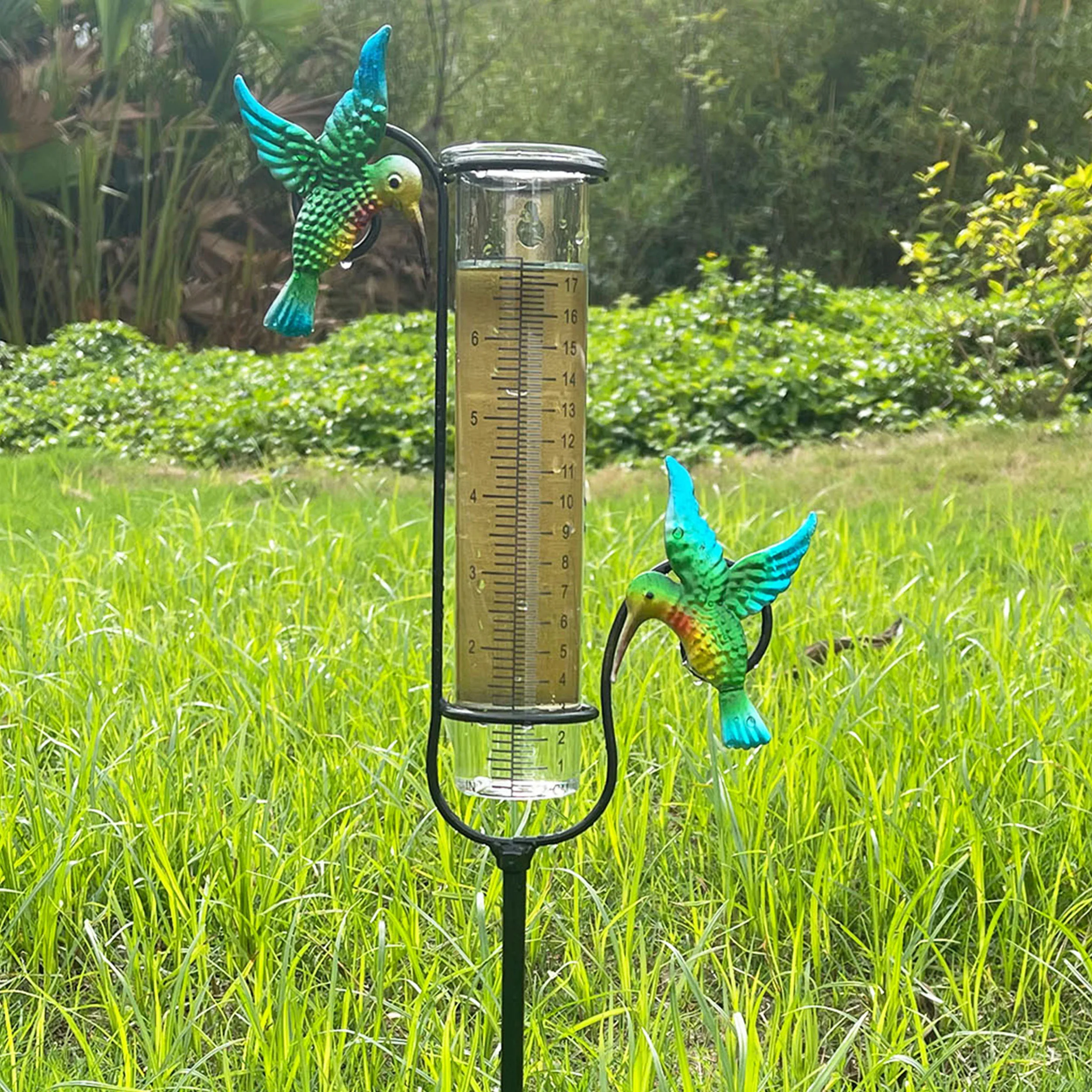

Hummingbird Rain Gauge - Big Capacity Metal Frame Rain Gauge - Easily Identifiable Rain Gauges are Used to Decorate Garden Court
