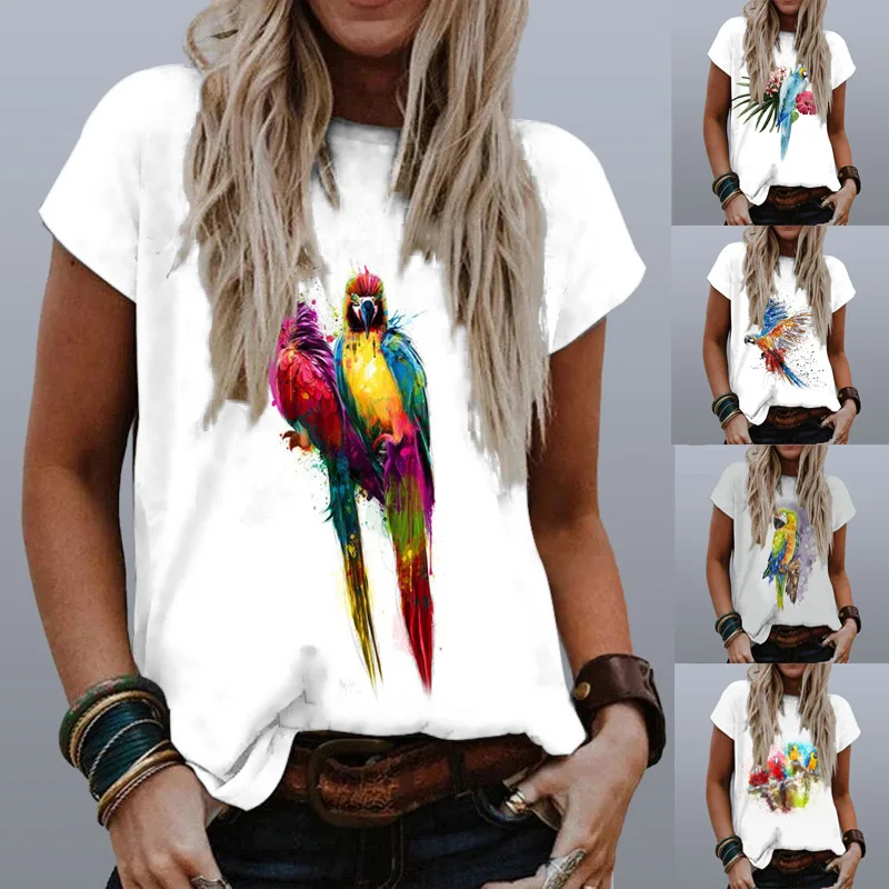 

Футболка женская с графическим принтом, круглым вырезом и коротким рукавом