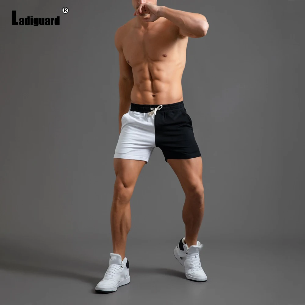 Ladiguard Men Casual Skinny Beach Shorts Homme Patchwork Shorts Plus Size Male Drawstring Short Pants Sexy Mens Clothing 2022