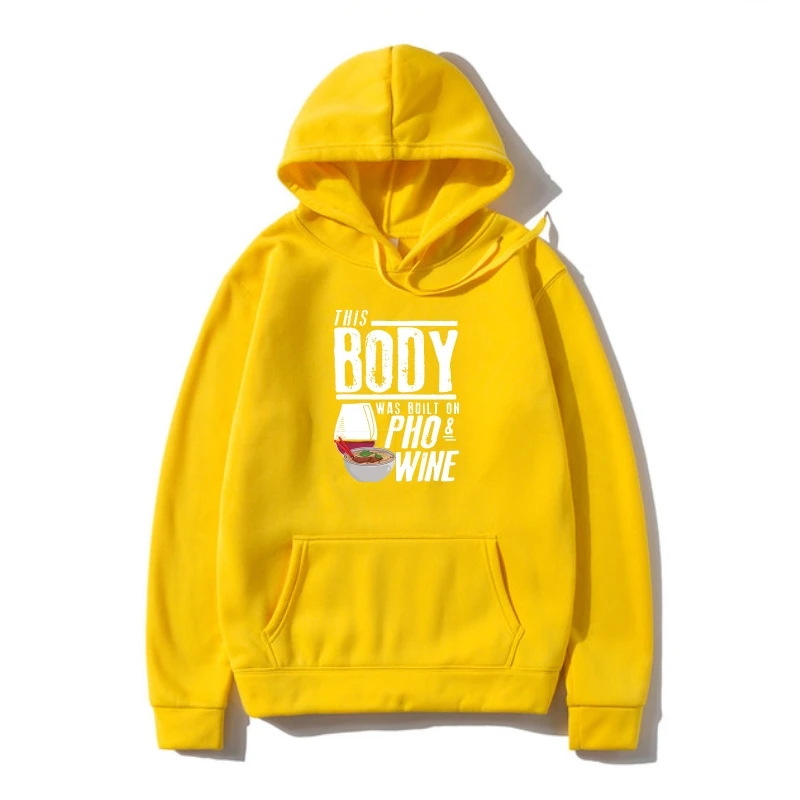 

This Body Was Buil On Pho And Wine Funny Food Outerwear