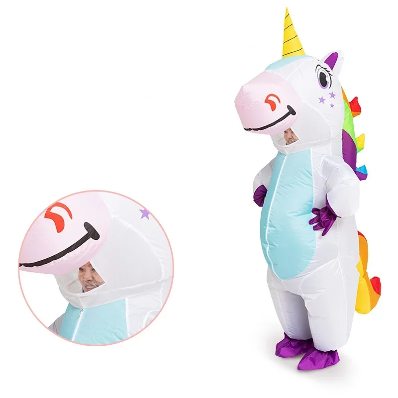 Аниме надувной костюм единорога розовый полный тело Единорог Косплей костюмы с