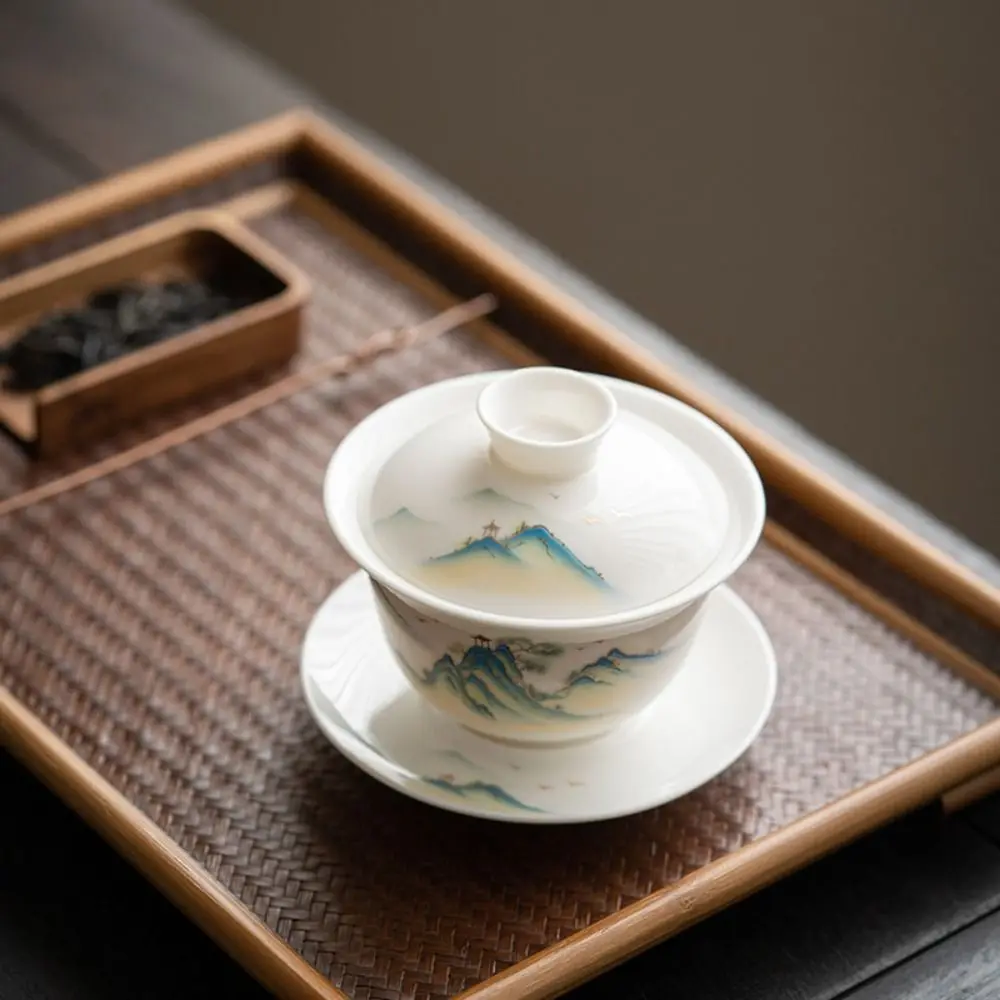 Красивая сине-белая чаша с крышкой винтажная чашка объемом 160 мл чайный подарок