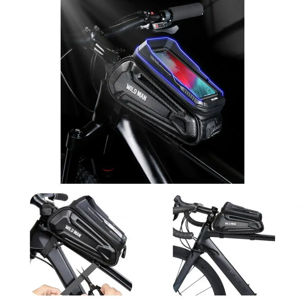 

1.2L Exquisite With Mesh Bag Stereo Earphone Charge Hole Bike Frame Pouch for Bike Bicycle Frame Bag Bike Frame Pouch