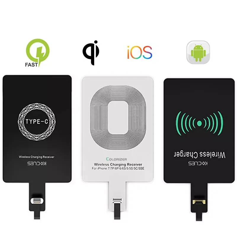 

Type C Micro USB Universal Fast Wireless Charger adapter For Samsung huawei iPhone Charge For Xiaomi Wireless Charging Receiver