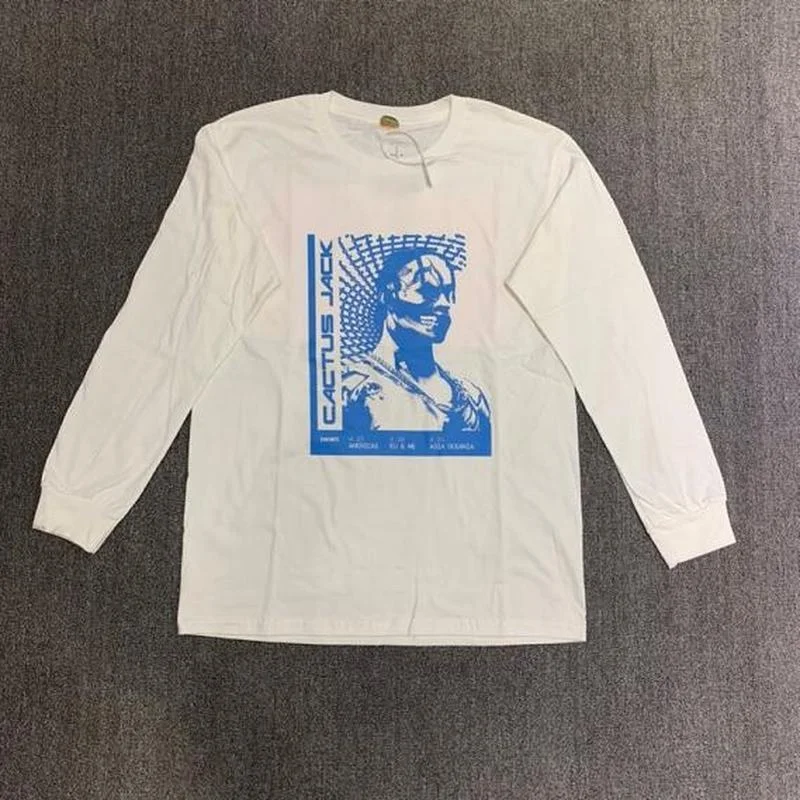 

22SS Personalized Pattern Patch Print Cactus Jack T Shirt Long Sleeves Men Women EU Size 100% Cotton Spirng Autumn Deadpool