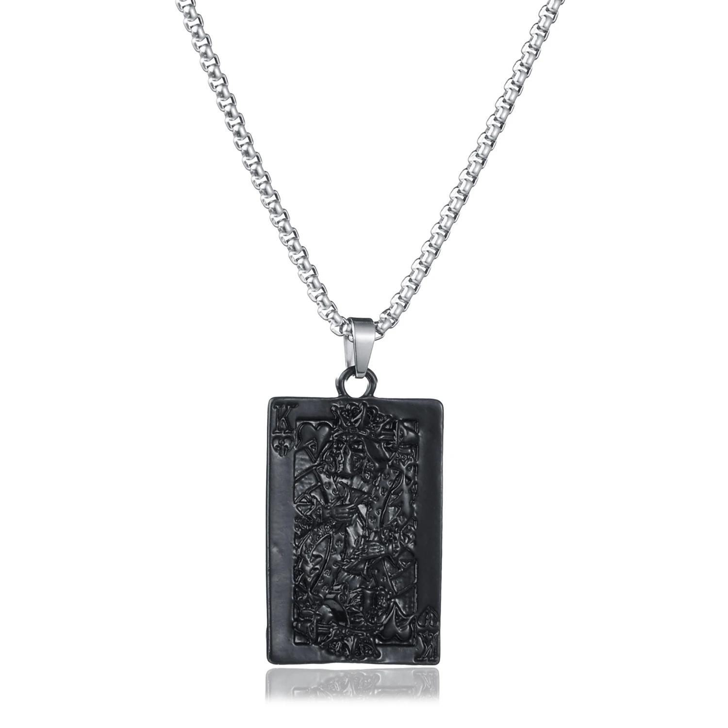 

MeMolissa Poker King Skull Stainless Steel Men Necklaces Pendants Chain Punk Boyfriend Male Jewelry Creativity Gift Wholesale