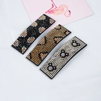 newest crystal hairpin for women girl sex leopard pattern rhinestone paved rectangle bb hair clips mickey shape hair barrette