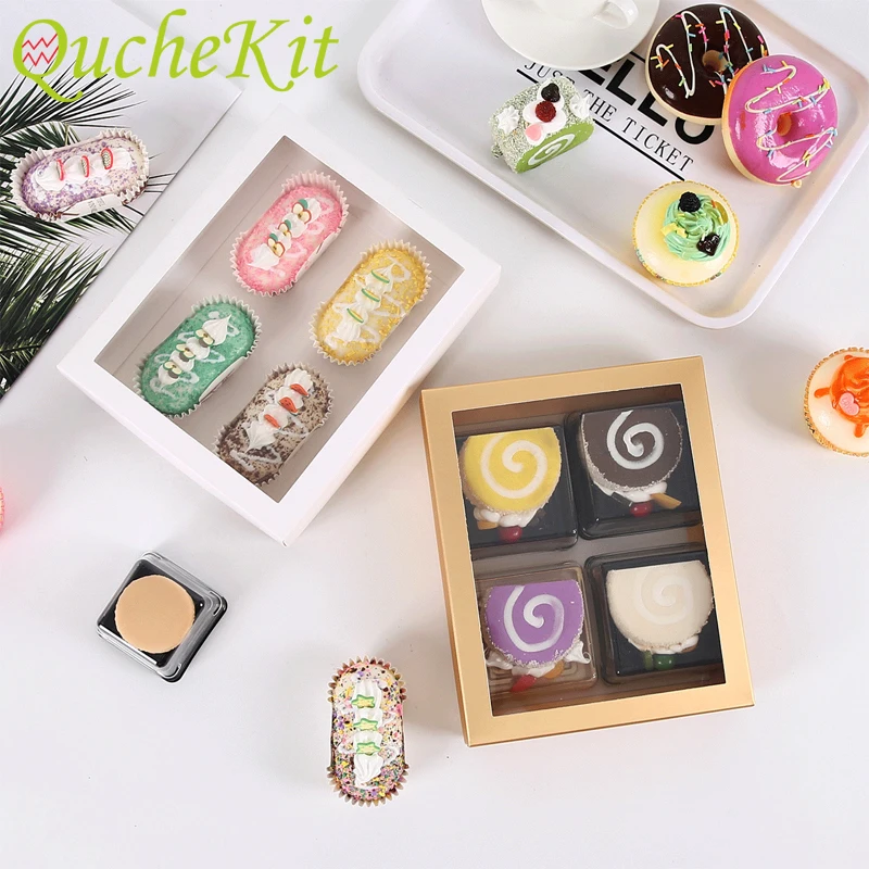 

5-20Pcs White Kraft Paper Packaging Cake Box with PVC Window Wedding Favors Gift Box Baking Macaron Box Baby Shower Gift Packing