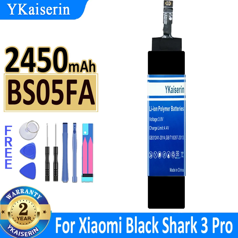 

100% Orginal YKaiserin BS05FA 2450mAh Battery For Xiaomi Black Shark 3 Pro Shark 3Pro Phone Replacement Batteries + Tools
