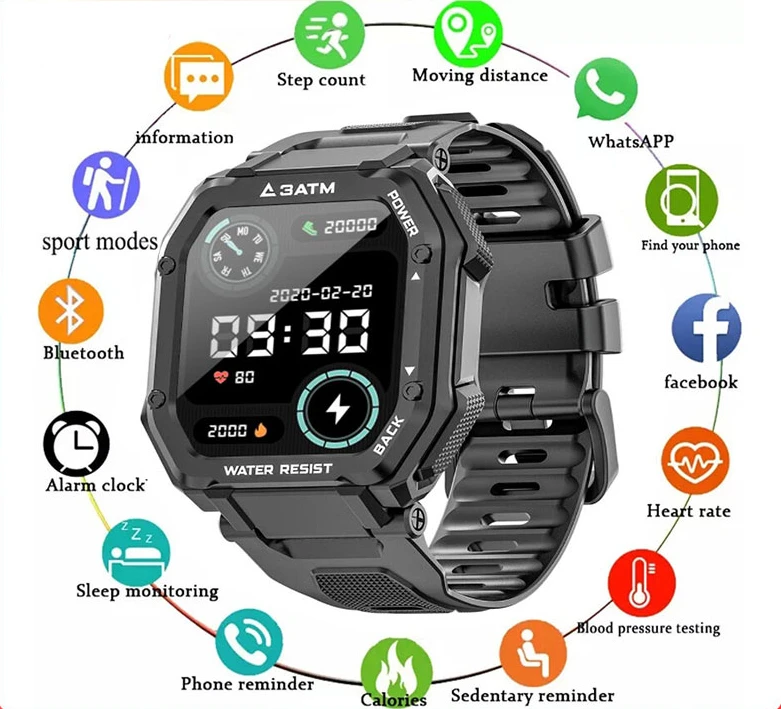 

For Apple Huawei Xiaomi Smart Watch 1.7 Inch Fitness Tracker Smart Watch Waterproof Sports Men Swimming Diving Heart Rate