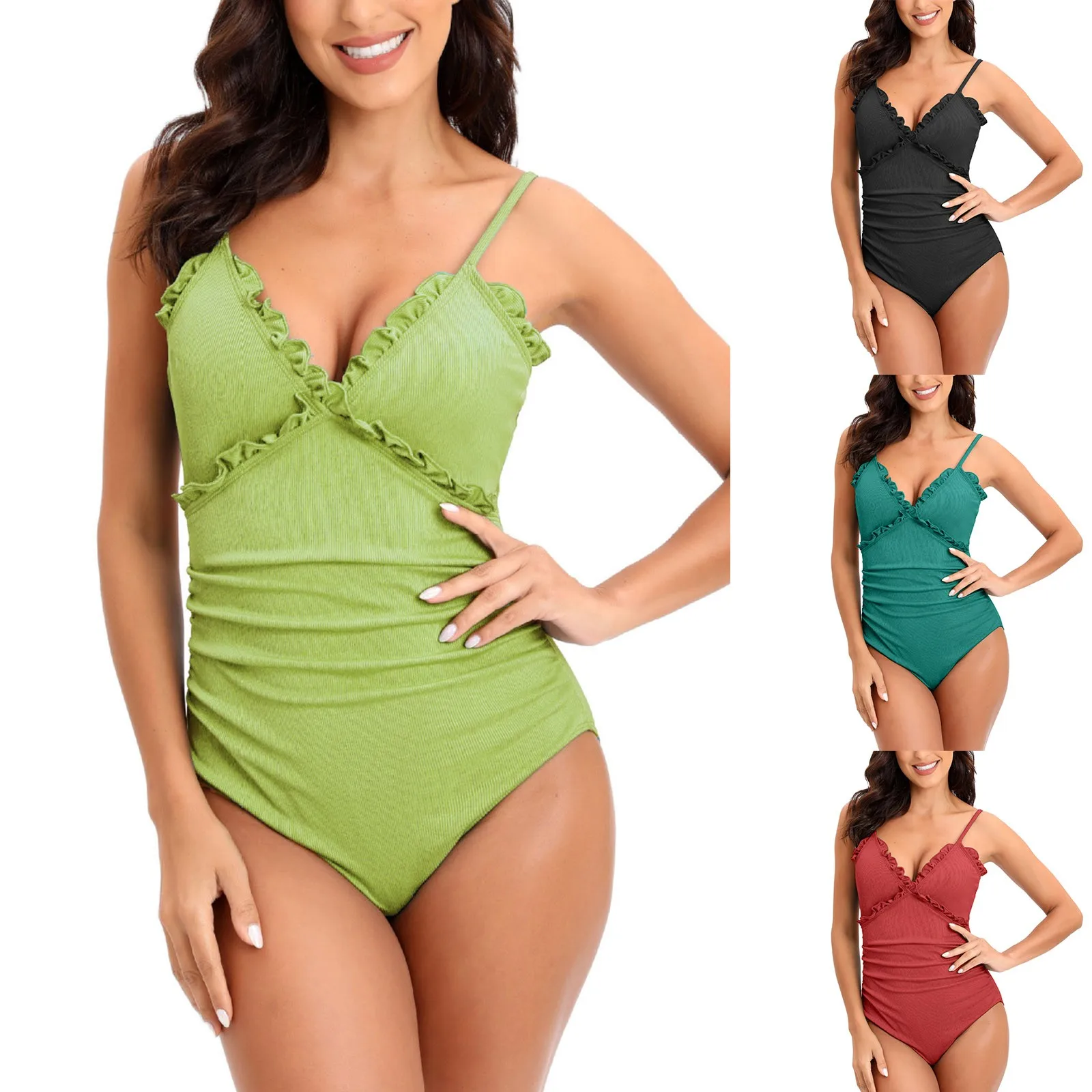 

Women 1 Piece WebbingTank Suits Shirred Vintage Up Athletic Training Swimwear Bathing Sport Control Slimming Bikini Bottoms