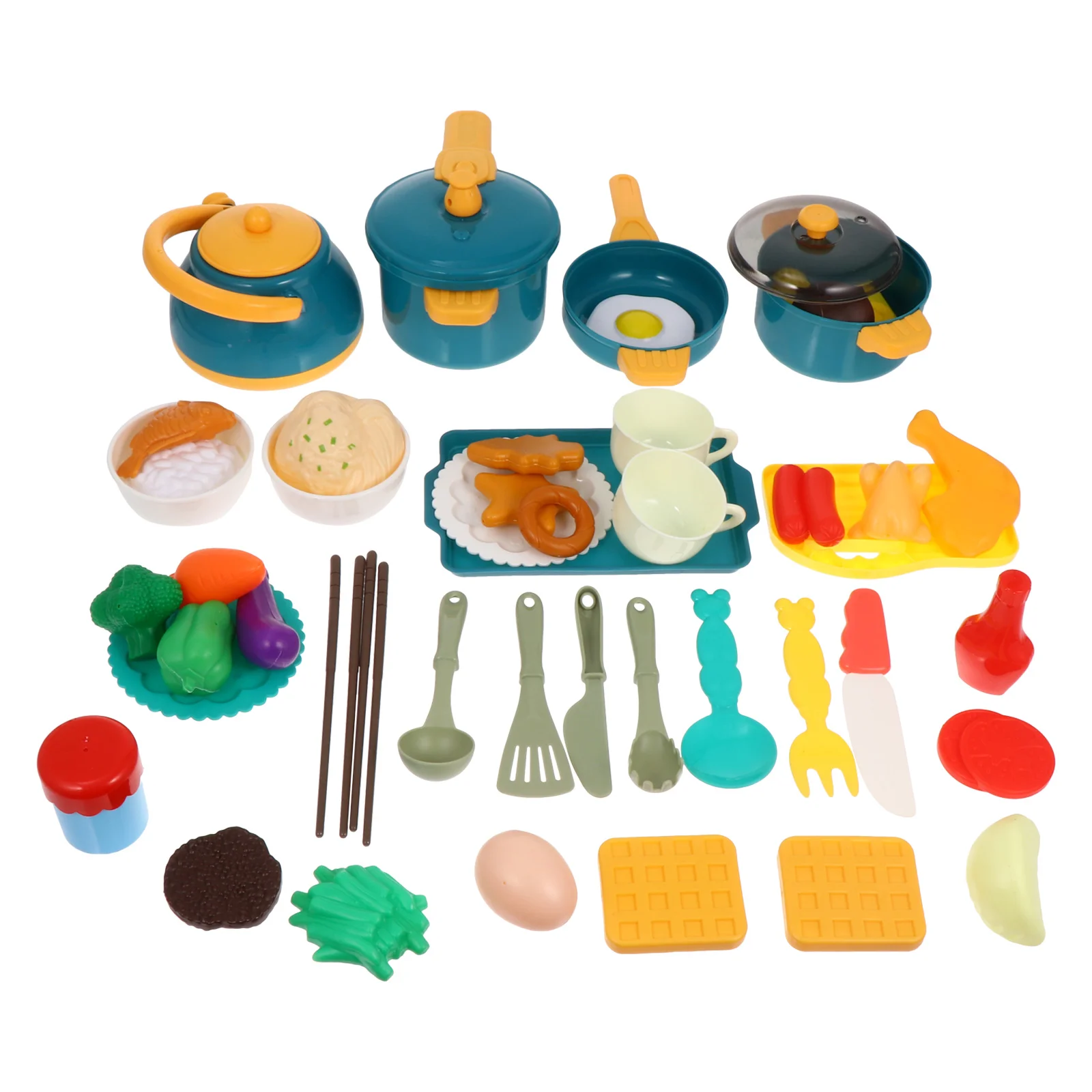 

49pcs/Set Kids Kitchen Set Cookware Plaything Simulation Meals Cutlery Toys