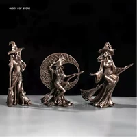 nordic retro plated copper witch wizard statue sculpture handmade resin crafts figurine ornament office desk for home decor gift