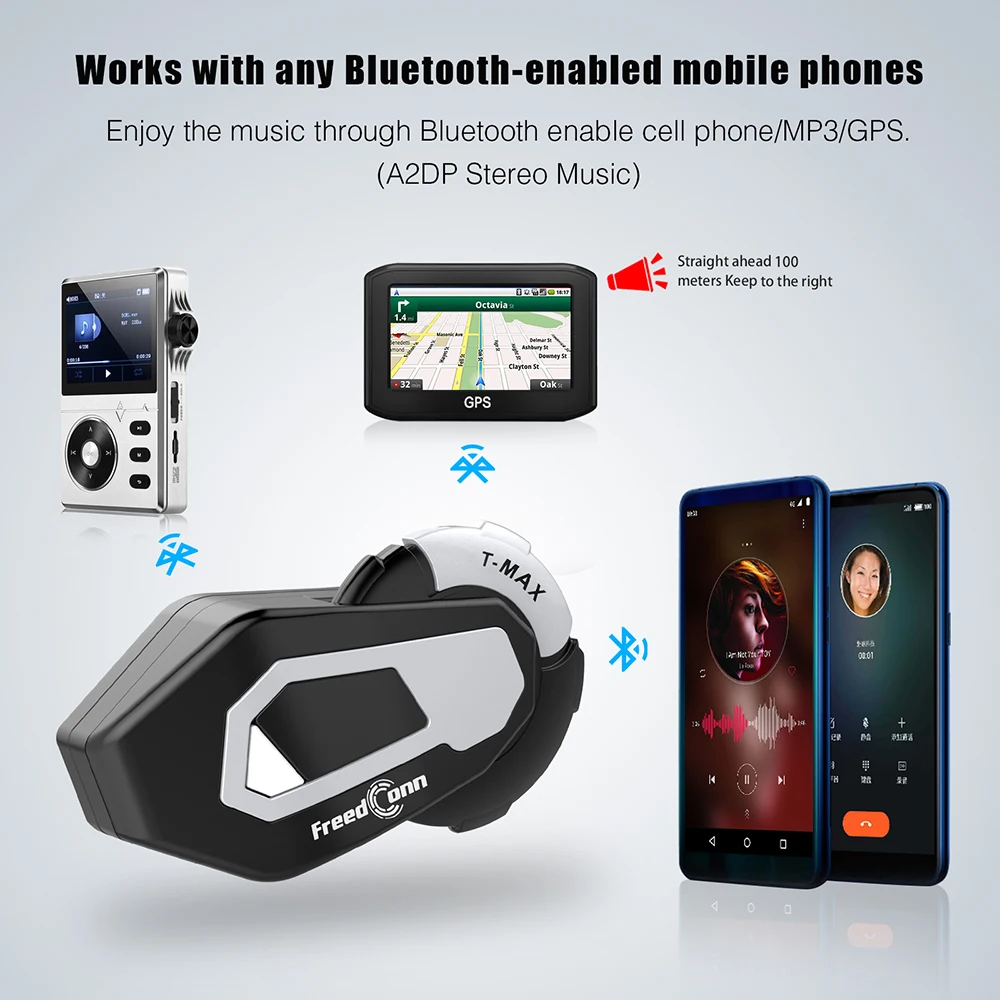 Freedconn Мотоциклетная Bluetooth-гарнитура Водонепроницаемая Групповая Связь