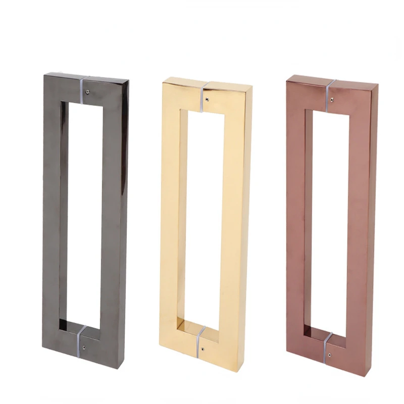 

Glass door luxury handle wooden door black color stainless steel door hardware long handles 1800mm