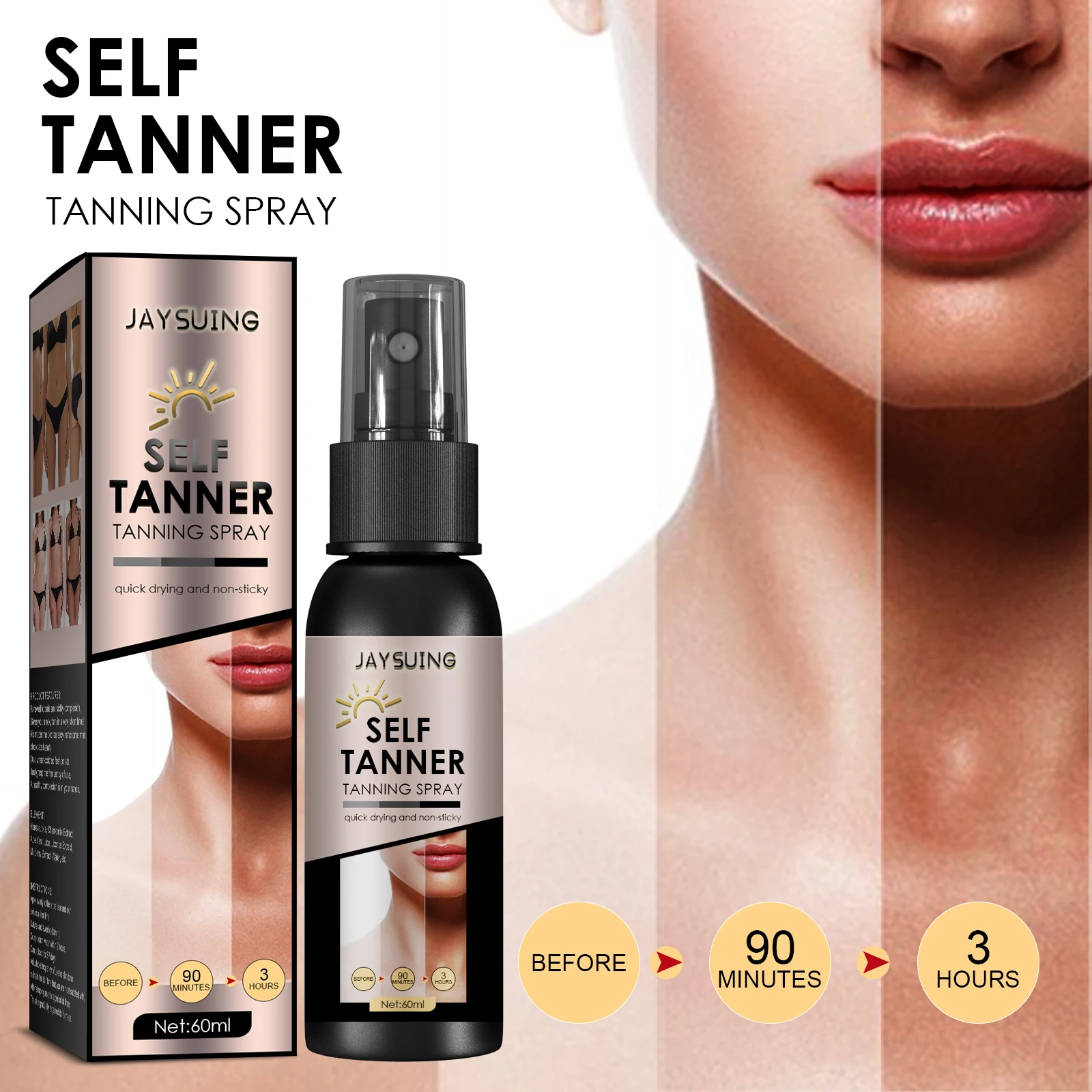 Natural Self Tanning Spray Instant Tan Body Bronzer Foundation Autobronzante Self Tanner Sexy Cream Skin Care Long Lasting