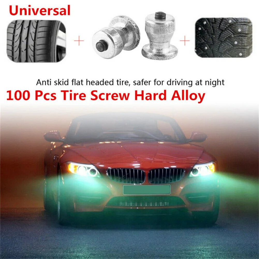 

100pcs 8mm Universal Tire Studs Screw Car Truck ATV Wheel Tyre Snow Spikes Winter Non-Slip Accessories