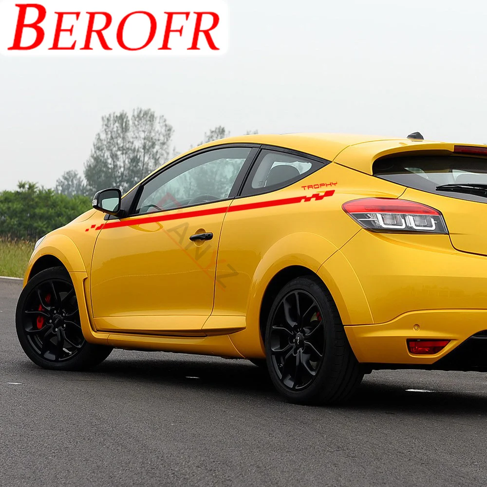 Автомобильный Стайлинг боковая юбка линия талии гоночные спортивные полосы