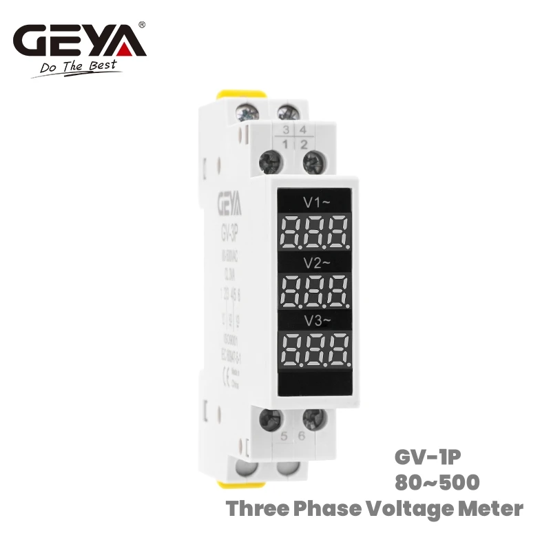 GEYA цифровой вольтметр на DIN-рейке однофазный трехфазный измеритель напряжения
