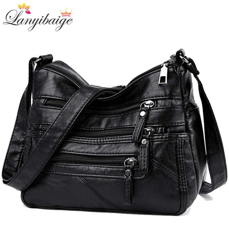 Однотонные мягкие женские Сумки из искусственной кожи повседневные сумки через