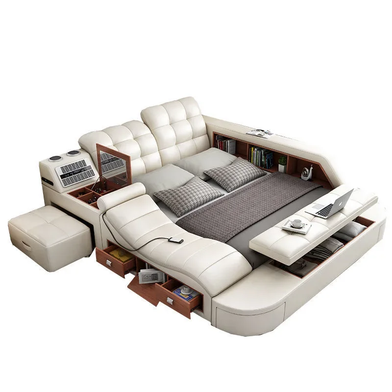 Умная кровать из натуральной кожи Tech многофункциональные массажные современные