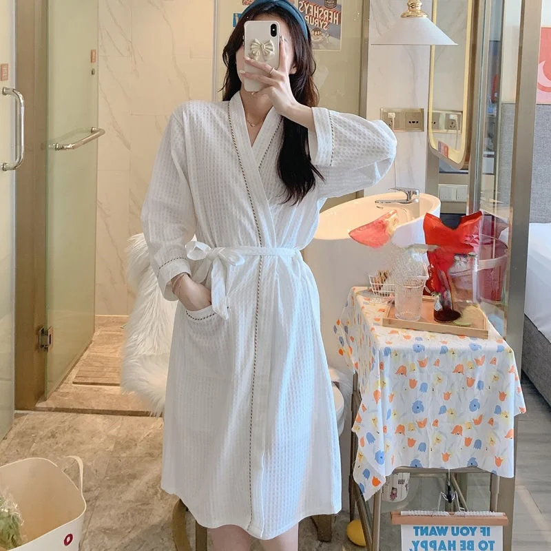 

WOMEN Robes Spring Autumn Nightgowns Women Kimono Bathrobe Bath Robe Sleepwear Female Pajamas Home Clothes Dressing Gowns W76