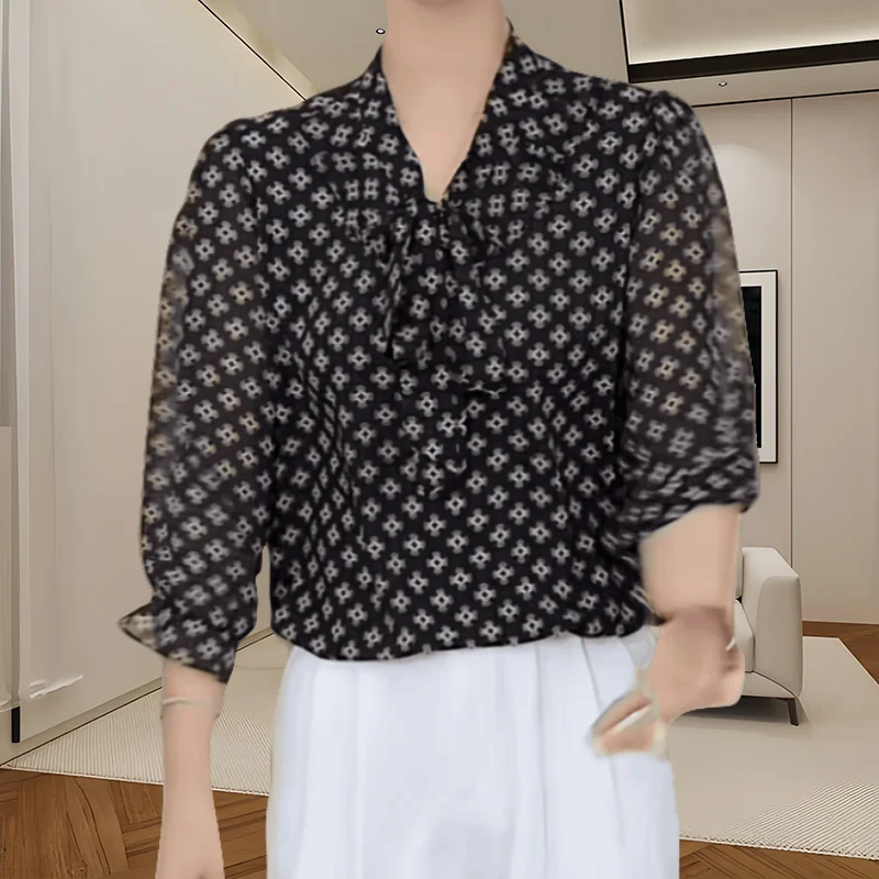 Рубашки французские sle блузки летняя Новинка топ с V-образным вырезом и рукавом